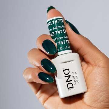 DND Gel Polish Set - 1 each of Gel Polish and Nail Polish, 747 Auora Green, 0.5 Fl Oz