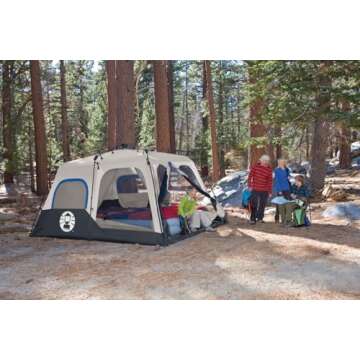 Coleman Cabin Tent with 1-Minute Setup, 4/6/8/10 Person Instant Tent with Weatherproof Floor, Pre-Attached Poles, Air Vent, & Carry Bag