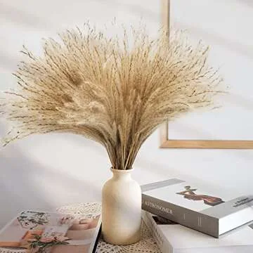 60 Pcs Natural Dried Pampas Grass Reed Grass Plume Dried Flower Phragmites Communis for Wedding Flower Arrangements Home Decor