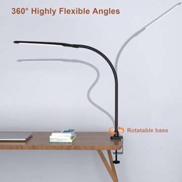Adjustable LED Desk Lamp with Clamp for Home & Office