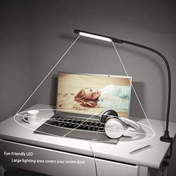 Adjustable LED Desk Lamp with Clamp for Home & Office