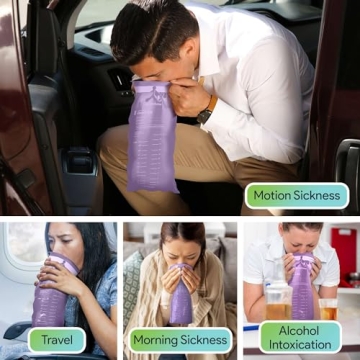 FifthPulse Lavender Emesis Bags for Travel - 10 Disposable Barf Bags