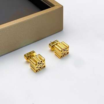 FOTN 18K Gold Retro French Earrings for Women - Luxury