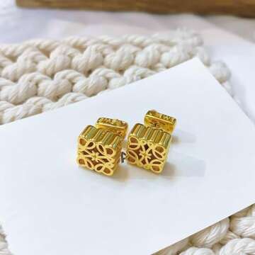 FOTN 18K Gold Retro French Earrings for Women - Luxury