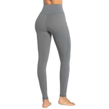Sunzel Leggings for Women, High Waisted Yoga Pants, 4 Way Stretch, 28" Leggings with Pockets, Squat Proof, Buttery Soft for Workout (Large, Charcoal Gray)