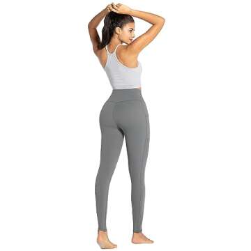 Sunzel Leggings for Women, High Waisted Yoga Pants, 4 Way Stretch, 28" Leggings with Pockets, Squat Proof, Buttery Soft for Workout (Large, Charcoal Gray)