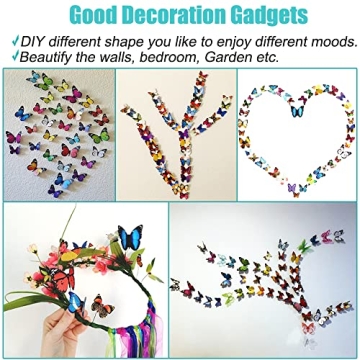 80 PCS 3D Butterfly Wall Decor Removable Stickers Home Party
