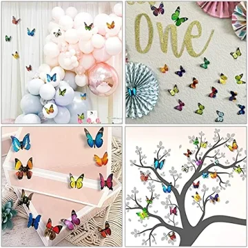 80 PCS 3D Butterfly Wall Decor Removable Stickers Home Party