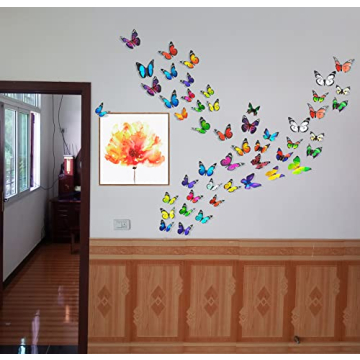 80 PCS 3D Butterfly Wall Decor Removable Stickers Home Party