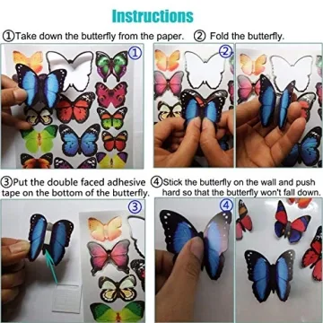 80 PCS 3D Butterfly Wall Decor Removable Stickers Home Party