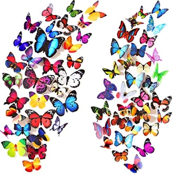 80 PCS 3D Butterfly Wall Decor Removable Stickers Home Party
