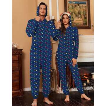 Ekouaer Christmas Matching Onesie Elk Antler Cozy Pajamas