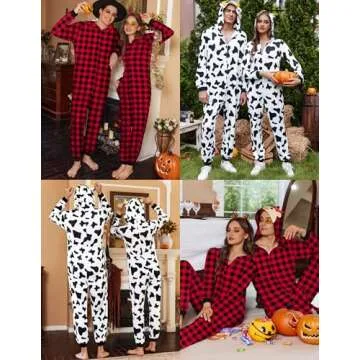 Ekouaer Christmas Matching Onesie Elk Antler Cozy Pajamas
