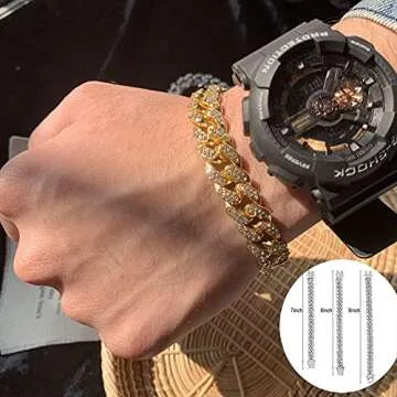 Honsny Cuban Link Bracelet for Men Women 13mm Iced Out Cuban Bracelet 18k Gold Plated CZ Diamond Cuban Link Chain Bling Miami Bangle Hip Hop Bracelet Jewelry for Men Women