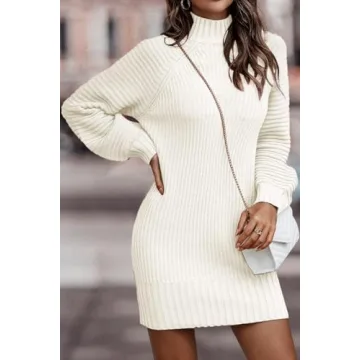 LILLUSORY Women's Mock Turtleneck Sweater Dress - Chic & Warm