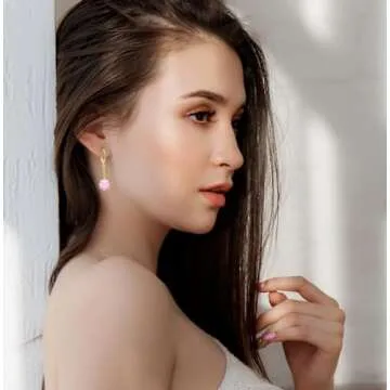 VONSSY Gemstone Drop Dangle Earrings | Elegant Gold/Platinum Plated Sparkling Accessories