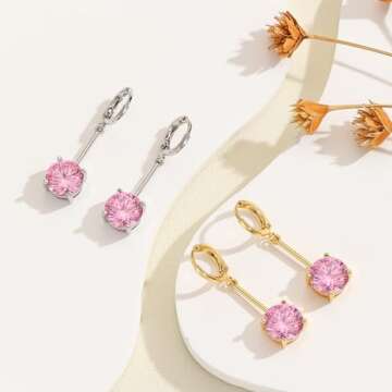 VONSSY Gemstone Drop Dangle Earrings - Elegant Gift Idea