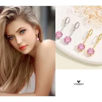 VONSSY Gemstone Drop Dangle Earrings - Elegant Gift Idea