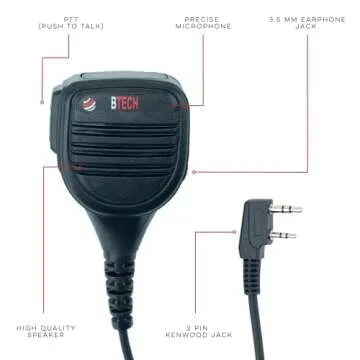 BTECH QHM22 Weatherproof Heavy Duty IP54 Speaker Mic, Premium Commercial Grade Shoulder Mic for BAOFENG (UV-5R BF-F8HP), pxton, Retevis, Kenwood K1 Radios