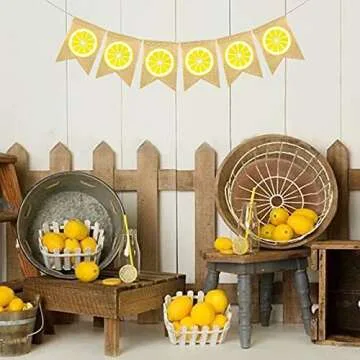 Burlap Lemon Banner Garland for Summer Parties