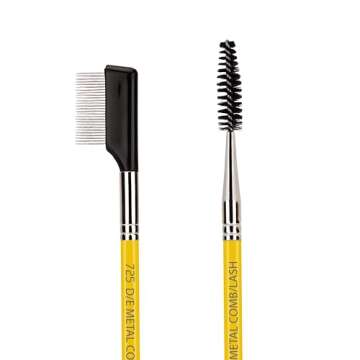 Bdellium Tools Professional Makeup Brush - Studio Series 725 Double End Metal Comb/Lash - With Soft Synthetic Fibers, For Prep Eyelashes (Yellow, 1pc)