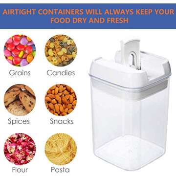 Airtight Food Storage Containers Set , Kitchen & Pantry Organization - BPA Free Plastic Dry Food Storage Containers With Easy Lock Lids - Stackable Sugar, Flour & Cereal Canisters With Labels & Marker