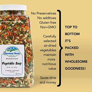 Harmony House Premium Vegetable Soup Mix - Dehydrated Vegetables for Cooking, Camping, Emergency Sup...