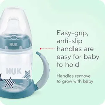 NUK Learner Cup, 10 Ounce, Tritan Gray Star – BPA Free, Spill Proof Sippy Cup