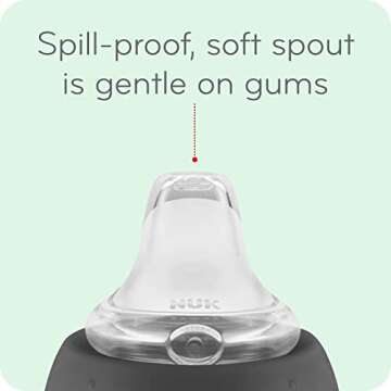 NUK Learner Cup, 10 Ounce, Tritan Gray Star – BPA Free, Spill Proof Sippy Cup