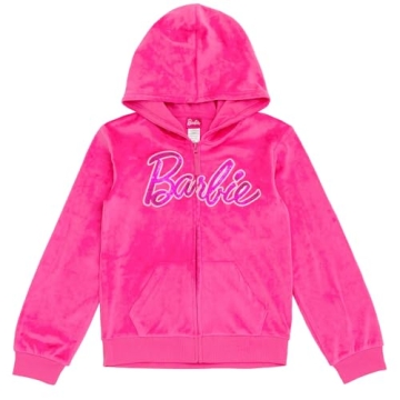 Cute Barbie Velour Hoodie and Jogger Outfit Set for Girls
