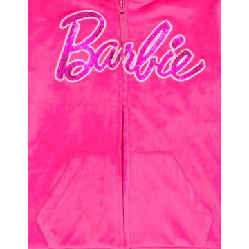 Cute Barbie Velour Hoodie and Jogger Outfit Set for Girls