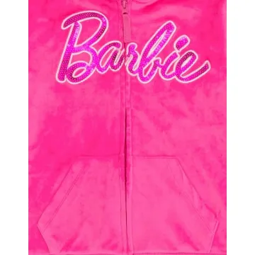 Cute Barbie Velour Hoodie and Jogger Outfit Set for Girls