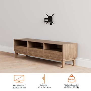 Full Motion TV Wall Mount for 12-40" TVs