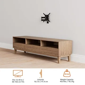 Full Motion TV Wall Mount for 12-40" TVs