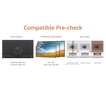 Full Motion TV Wall Mount for 12-40" TVs