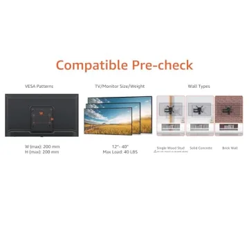 Full Motion TV Wall Mount for 12-40" TVs