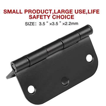 30 Pack Rounded Matte Black Door Hinges 3.5 Inch 5/8" Radius Interior 3 1/2" Flat Iron Bifold Residential Standard Bedroom Indoor for Doors 3 ½"Hardware Control House Home Decor Essentials Accessories