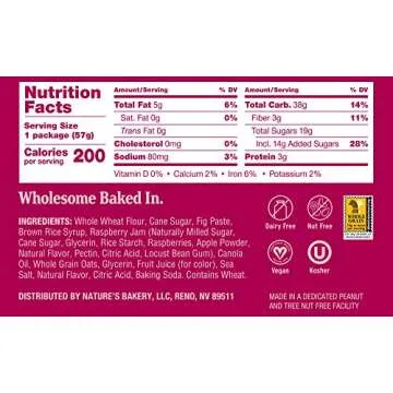 Nature’s Bakery Whole Wheat Fig Bars Vegan Raspberry Snack