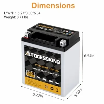 Autocessking YTX14AH-BS Maintenance-Free 12V Battery