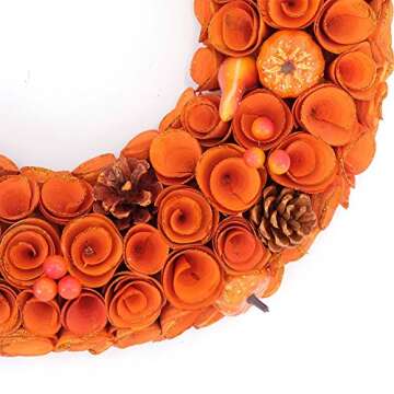 Elegant 18'' Boxwood Wreath with Yellow Orange Roses