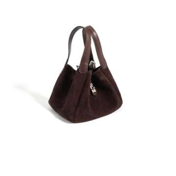 Small Suede Handbags for Women, Genuine Leather Suede Shoulder Purse Vintage Suede Handbag 2024 New Bag