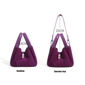 Small Suede Handbags for Women, Genuine Leather Suede Shoulder Purse Vintage Suede Handbag 2024 New Bag