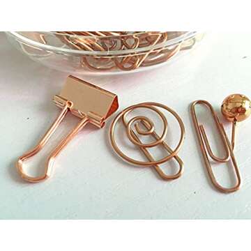 Stylish 65 PCS Rose Gold Decorative Paper Clips Set