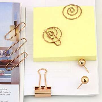 Stylish 65 PCS Rose Gold Decorative Paper Clips Set