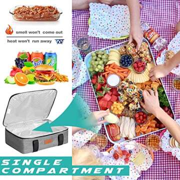 Uoxfill Lunch Bag Insulated Thermal Food Carrier Insulated Casserole Carrier for Hot or Cold Food,In...
