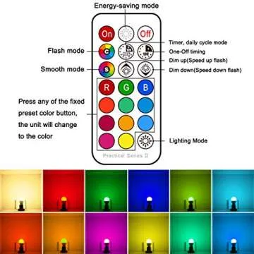 Yangcsl LED Light Bulbs 40W Equivalent, RGB Color Changing Light Bulb with Remote Control, E26 Base, Pack of 6