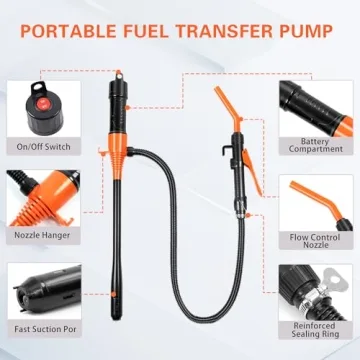 BOLCOWE Portable Power Battery Pump, Battery Powered Siphon Fuel Transfer Pump, Transfer Pump for Gasoline, Fuel Oil, Diesel, Water, Battery Fuel Transfer Pump suitable for Garages and Shops (Orange)