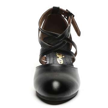 Women's Cross Strap Character Shoes Non-Slip Salsa Latin Ballroom Dance Pumps Black Wedding Heels (9...