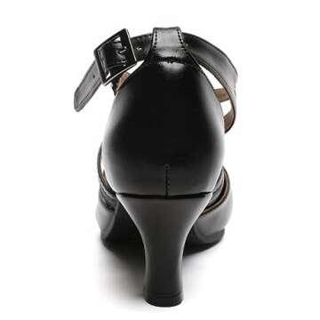 Women's Cross Strap Character Shoes Non-Slip Salsa Latin Ballroom Dance Pumps Black Wedding Heels (9 / Black)