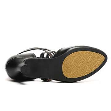 Women's Cross Strap Character Shoes Non-Slip Salsa Latin Ballroom Dance Pumps Black Wedding Heels (9 / Black)